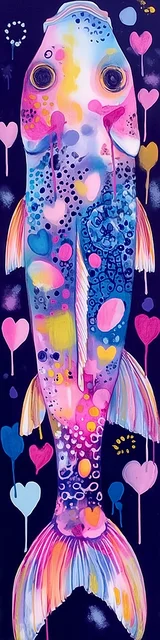 Free printable fish bookmark featuring upstream swimming fish